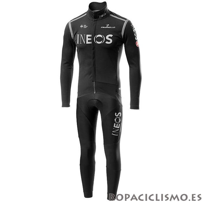 2020 Maillot Ineos Tirantes Mangas Largas Negro Gris